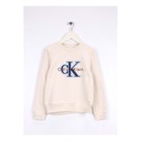 Calvin Klein Baskılı Erkek Çocuk Ekru Sweatshırt IB0IB02585PGB