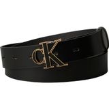 Calvin Klein Bayan Round Ck Buckle 30 mm Kemer Inlay Lv04f7073g Kemer, Siyah (Siyah/Antik Açık Altın), 85