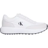 Calvin Klein Bayan Runner spor ayakkabı, deri logo, Beyaz Parlak Beyaz Siyah, 40 EU