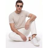 Calvin Klein Bej Erkek Bisiklet Yaka T-Shirt LV04LC255GPDJ_SS Mıcro Logo Crewne - XL - Taş