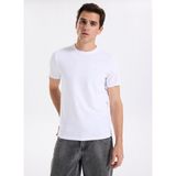 Calvin Klein Bisiklet Yaka Beyaz Erkek T-Shirt LV04LC240GYAF_SS Slım Stretch Cotto - XL