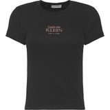 Calvin Klein Bisiklet Yaka Logolu T-Shirt, S, LV047F240G, Siyah, Kadın