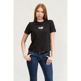 Calvin Klein Bisiklet Yaka T-Shirt, M, LV047C839G, Siyah, Kadın