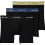 Calvin Klein Boxer Brief 3Pk Erkek Boxer, BLACK W GREEN BLOOM WB/BLACK W DA, S