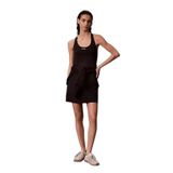 CALVIN KLEIN CALVIN KLEIN Kadın Marka Logolu Günlük Kullanıma Uygun Siyah Elbise LVGWS6D903 UB1