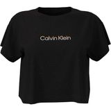 CALVIN KLEIN CALVIN KLEIN Kadın Marka Logolu Pamuklu Bisiklet Yakalı Nem Emici Kumaşlı Şık Görünümlü Günlük Kullanıma Uygun Siyah T-Shirt LV00QS7656 UB1
