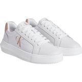 Calvin Klein Chunky Cupsole Kalın Tabanlı Laceup Mont Lth Sneaker Ayakkabı, 39, YW0YW00823, Bright White/Tuscany, Kadın