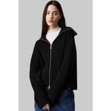 Calvin Klein Chunky Women's Cardigan Kadın Bol Kesim Fermuarlı Devrik Yaka Sweatshirt Siyah