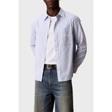 Calvin Klein Çizgili Pamuklu Relaxed Fit Uzun Kollu Gömlek LV04RF104GCBE Erkek Gömlek LV04RF104G Cbe - Mavi