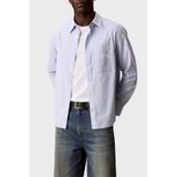 Calvin Klein Çizgili Pamuklu Relaxed Fit Uzun Kollu Gömlek, M, LV04RF104G CBE, MAVİ, Erkek