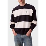 Calvin Klein Çizgili Relaxed Fit Bisiklet Yaka Kazak LV04RC304GCHW Erkek Kazak LV04RC304G Chw - Lacivert - Beyaz