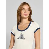 Calvin Klein Ck Kadın TShirt Pamuk Kısa Kol Regular Kesim Beyaz Desenli Şık Stil - XS