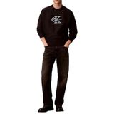 Calvin Klein CK Yazı Desen Uzun Kol Pamuklu Bisiklet Yaka Sweatshirt, L, LV04RE200G, Siyah, erkek