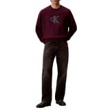 Calvin Klein CK Yazı Desen Uzun Kol Pamuklu Bisiklet Yaka Sweatshirt, S, LV04RE200G, Mor, erkek