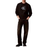 Calvin Klein CK Yazı Desen Uzun Kol Pamuklu Bisiklet Yaka Sweatshirt, S, LV04RE200G, Siyah, erkek