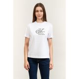 Calvin Klein Classic Monologo Metallic Kadın Beyaz T-Shirt