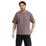 Calvin Klein Cozy Flatback Rib SS Relaxed Tee Erkek T-Shirt, Kahverengi, L Beden