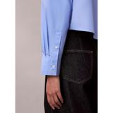 Calvin Klein Crisp Poplin Oversized Cropped Gömlek, L, LV044E170GHYD, Mavi, Kadın