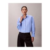 Calvin Klein Crisp Poplin Oversized Cropped Gömlek, S, LV044E170GHYD, Mavi, Kadın