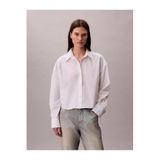Calvin Klein Crisp Poplin Oversized Cropped Gömlek, XS, LV044E170GYAA, Beyaz, Kadın