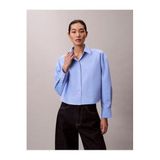 Calvin Klein Crisp Poplin Oversized Cropped S Gömlek, XL, LV044E170GHYD, Mavi, Kadın