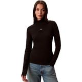 Calvin Klein Dar Kalıp Balıkçı Yaka Uzun Kollu T-Shirt - Siyah, XL, LV047D203G, Black, Kadın