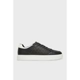 Calvin Klein Deri Monogram Logo Baskılı Sneaker Ayakkabı HM0HM018990GM Erkek Ayakkabı HM0HM01899 0gm - Siyah - Beyaz