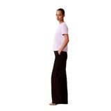 Calvin Klein Desenli T-Shirt SS LUX CTN Interlock Emblem Mock, L, 5003344689, Lila, Kadın
