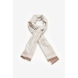 Calvin Klein Emblem Repeat LW Shawl W Fringes Şal, 125 x 80, Emblem Repeat LW Shawl W Fringes, Beyaz, Kadın