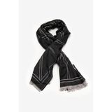 Calvin Klein Emblem Repeat LW Shawl W Fringes Şal, 125 x 80, Emblem Repeat LW Shawl W Fringes, Siyah, Kadın