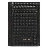 Calvin Klein EMBOSSED WOVEN N/S CARD CASE Erkek Siyah Cüzdan