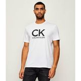 Calvin Klein Erkek %100 Pamuklu Yuvarlak Yakalı Ck Logo Baskılı Kısa Kollu Beyaz T-Shirt LV04RD819G-YAA - XL