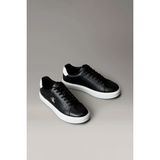 Calvin Klein Erkek Bağcıklı Pürüzsüz Deri Sneaker - Siyah/beyaz - Siyah - Beyaz