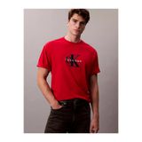 Calvin Klein Erkek Bisiklet Yaka Kısa Kol CK Yazı Desen Pamuklu Kırmızı T-Shirt