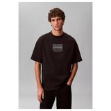 Calvin Klein Erkek Bisiklet Yaka Kısa Kol Pamuklu Önü Yazı Desenli Siyah T-Shirt