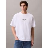 Calvin Klein Erkek Bisiklet Yaka Kısa Kol Slim Fit Ck Yaz Desen Beyaz T-Shirt LV04RC851G-YAA - 2XL