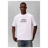 Calvin Klein Erkek Bisiklet Yaka Yazı Desenli Kısa Kollu Beyaz T-Shirt