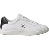 Calvin Klein Erkek Ck Logo Kabartmalı Düşük Bilekli Deri Beyaz-Siyah Sneaker HM0HM02123-01W