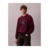 Calvin Klein Erkek CK Yazı Desen Uzun Kol Pamuklu Bisiklet Yaka Mor Sweatshirt