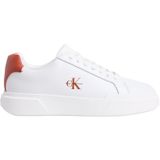 Calvin Klein Erkek Cupsole Chunky Laceup spor ayakkabı, deri, Beyaz Parlak Beyaz Potters Kil, 43 EU