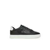 Calvin Klein Erkek Deri Bağlamalı Düz Taban Yuvarlak Burun Ck Desenli Siyah Sneaker YM0YM01369-0GM