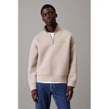 Calvin Klein Erkek Fermuarlı Sweatshirt, Krem, S Beden