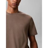 Calvin Klein Erkek Kahverengi Calvin Klein Ss Supıma Chest Emb, Pay Kahverengi Erkek T-Shirt - XL