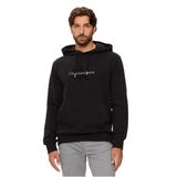 Calvin Klein Erkek Kapüşonlu Sweatshirt, Chenille Monologo Hoodie, Siyah, M Beden