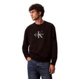 Calvin Klein Erkek Kapüşonsuz Sweatshirt,%100 Pamuklu, CK Logolu, Yuvarlak Yakalı, Uzun Kollu, Siyah, 2XL