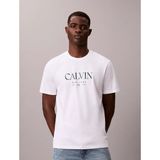 Calvin Klein Erkek Kısa Kol Bisiklet Yaka Calvın Yazı Desenli Pamuklu Beyaz T-Shirt LV04RE807G-YAA - XL