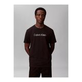 Calvin Klein Erkek Kısa Kol Bisiklet Yaka CALVIN Yazı Desenli Pamuklu Siyah T-Shirt