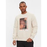 Calvin Klein Erkek Marka Logolu Uzun Kollu Rahat Bej Sweatshirt K10K112756-PB5
