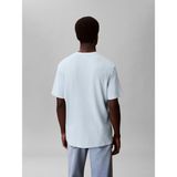Calvin Klein Erkek Mavi Calvin Klein Ss Waffle Badge Crew, Cıq, S Mavi Erkek T-Shirt - XL