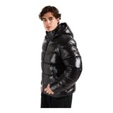 Calvin Klein Erkek Normal Fit Kapitone Mont, XL, Glossy Channeled, Siyah, mens